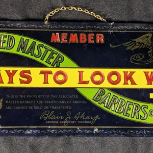 TOC TIN SIGN MEMBER ASSOCIATED MASTER BARBERS OF AMERICA