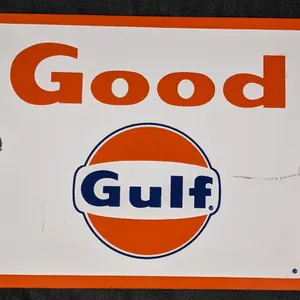PORCELAIN GAS PUMP SIGN GOOD GULF GASOLINE