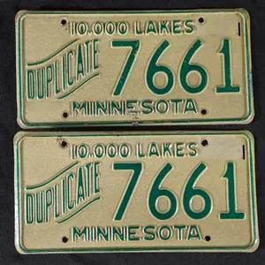 PAIR OF 1965 DUPLICATE MINNESOTA LICENSE PLATES 7661