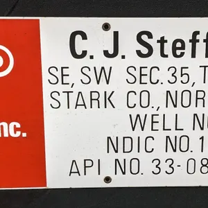 PORCELAIN OIL LEASE SIGN CONOCO C.J. STEFFAN STARK CO. NORTH DAKOTA