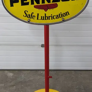 100% PURE PENNSYLVANIA PENNZOIL MOTOR OIL CURB SIGN