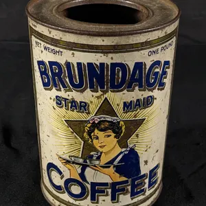 1# TIN LITHO COFFEE CAN BRUNDAGE STAR MAID TOLEDO OHIO