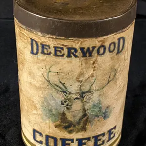1# CARDBOARD COFFEE TIN CAN DEERWOOD THE COPPS CO STEVENS POINT WISCONSIN