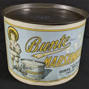 10# TIN LITHO CAN BUNTE MARSHMALLOWS CHICAGO ILLINOIS