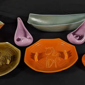 8 PIECES ASSORTED RED WING ART POTTERY MID CENTURY MODERN MCM