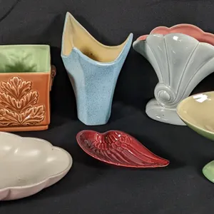 8 PIECES ASSORTED RED WING ART POTTERY MID CENTURY MODERN MCM