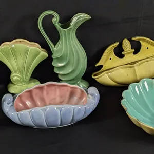 8 PIECES ASSORTED RED WING ART POTTERY MID CENTURY MODERN MCM
