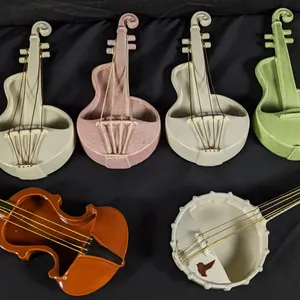 6 PIECES ASSORTED MUSICAL INSTRUMENTS RED WING ART POTTERY MID CENTURY MODERN MCM