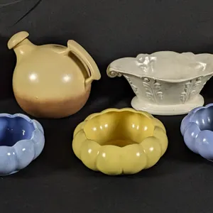 9 PIECES ASSORTED "RUMRILL" RED WING ART POTTERY MID CENTURY MODERN MCM
