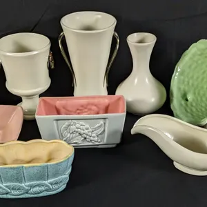 9 PIECES ASSORTED RED WING ART POTTERY MID CENTURY MODERN MCM