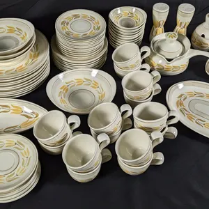78 PIECES RED WING POTTERY DINNERWARE TIP TOE TULIPS MCM MID CENTURY MODERN