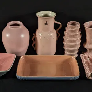 10 PIECES ASSORTED RED WING ART POTTERY MID CENTURY MODERN MCM