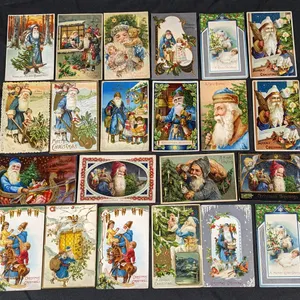 22 ANTIQUE BLUE SUIT SANTA CLAUS CHRISTMAS POST CARDS