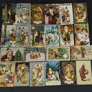 22 ANTIQUE BROWN SUIT SANTA CLAUS CHRISTMAS POST CARDS