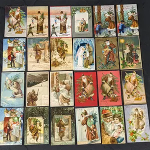 24 ANTIQUE BROWN SUIT SANTA CLAUS CHRISTMAS POST CARDS