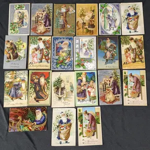 21 ANTIQUE PURPLE SUIT SANTA CLAUS CHRISTMAS POST CARDS