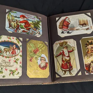 INCREDIBLE POST CARD ALBUM CONTAINING 408 +/- SANTA CLAUS CHRISTMAS POST CARDS