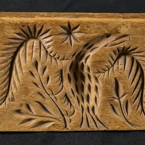 ANTIQUE PRIMITIVE CARVED WOOD BUTTER PRINT MOLD STAMP EAGLE