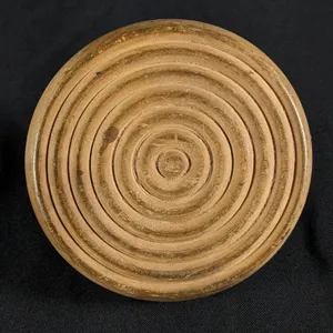 ANTIQUE PRIMITIVE CARVED WOOD BUTTER PRINT MOLD STAMP CIRCLE DESIGN