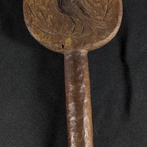 ANTIQUE PRIMITIVE CARVED WOOD BUTTER PRINT MOLD STAMP BIRD DESIGN