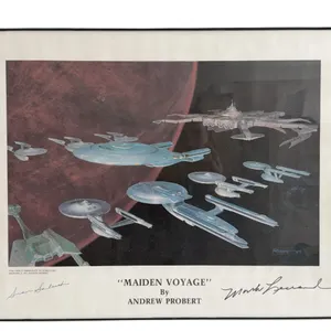 Star Trek “Maiden Voyage” Framed Art Print by Andrew Probert (Dated June 1991)