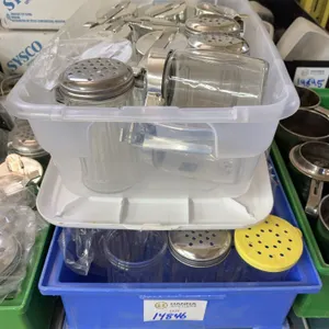 Lot of Glass Shakers with Stainless / Metal Perforated Lids – (Mixed New & Used)
