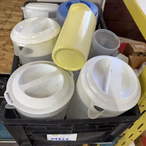 Lot of Plastic Beverage Pitchers – Assorted Sizes & Styles, with Lids