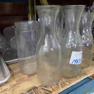Lot of Glass Water/Wine Carafes – Assorted Sizes, Clear Glass Restaurant Pitchers