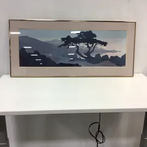 Artwork bonsai tree with water & mountain background 40.5”w x 18”h