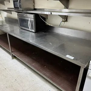 Stainless Steel Work Table with Back Splash (14' x 34"  x 36" H)