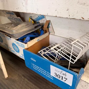 Assorted Window Scrapers & Wire Shelf Rack
