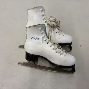 White Leather Figure Skates, Size 8 1/3