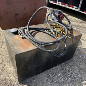Rectangle Fuel Tank, 100 Gal approx15GPM 12V Pump, Hose, Nozzle, 45” x 24” x 24”, *last used for cle