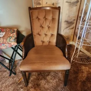 Vtg. Wing Back Chair with Cane Arms