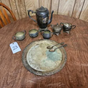 Silver Plated Coffee/Tea Serving Tray, Coffee Pot,