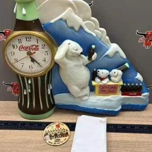 Coca-Cola Polar Bear Wall Clock. 17” x 16”,