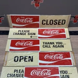 5 Unused Vintage Plastic Coca-Cola Store Sliding