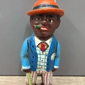 Black Americana Cast Iron Jazz Man Coin Bank.