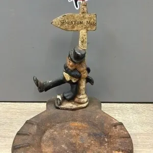 Vintage Drunkard Cast Iron Ashtray. 5”H.