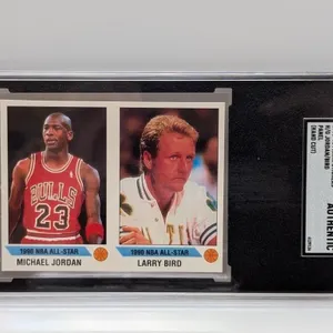 1990-91 Stickers Hand Cut #H/G Jordan/Bird SGC Au