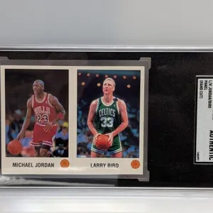 1990-91 Stickers Hand Cut #L/K Jordan/Bird SGC Au