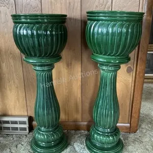 2 Jardineires with Stands - One Cracked
