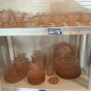 2 Shelves Pink Glassware - Holiday Buttons & Bows