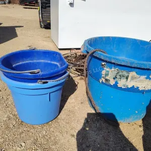 Heated water bucket and 2 buckets