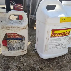 Herbicide and insecticide 2 partial containers