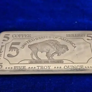 COPPER Buffalo 5 Oz .999 Fine Copper Bullion Bar 5