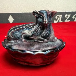 Imperial Glass Purple Slag - covered dish LAMB
