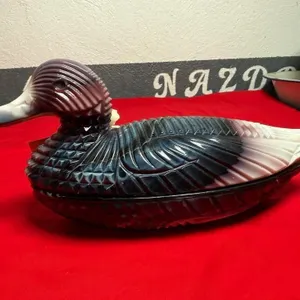 Imperial Glass Purple Slag - covered dish DUCK