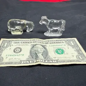 Vintage pressed glass - cow & donkey