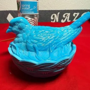 RARE Imperial Glass Vintage Blue Slag - covered